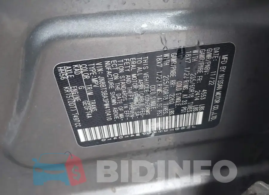 JN8BT3BA3PW410410 Photo# 9