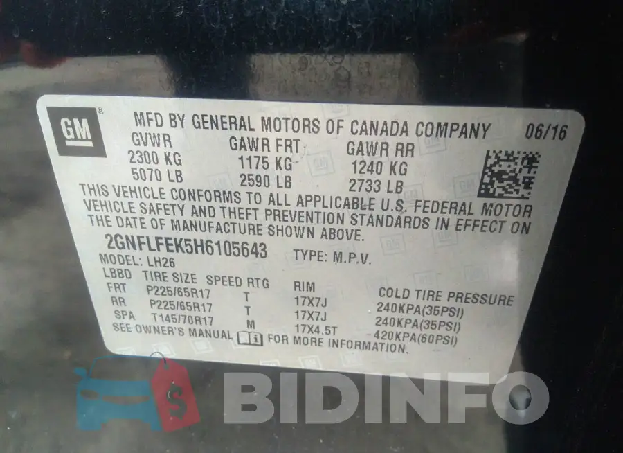 2GNFLFEK5H6105643 Photo# 9