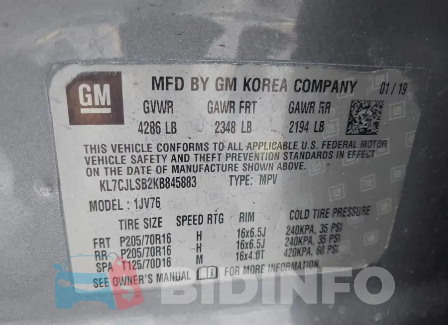 KL7CJLSB2KB845883 Photo# 9