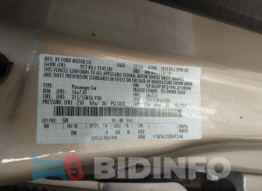 1FADP3F21HL213899 Photo# 9