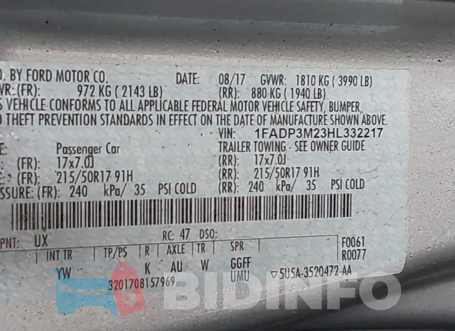 1FADP3M23HL332217 Photo# 9