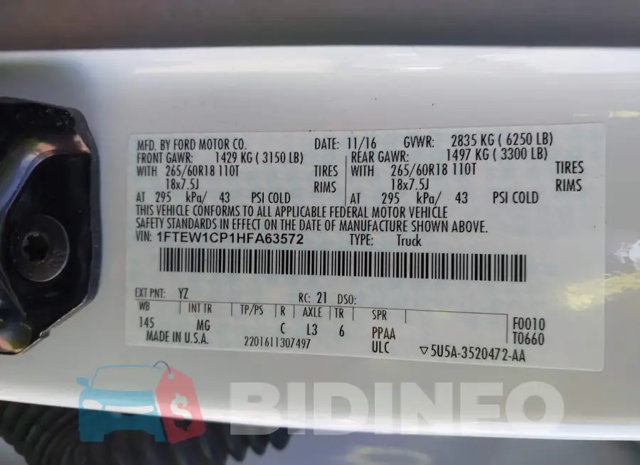 1FTEW1CP1HFA63572 Photo# 9