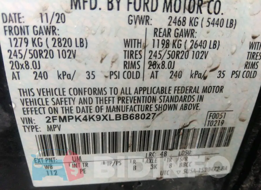 2FMPK4K9XLBB68027 Photo# 9