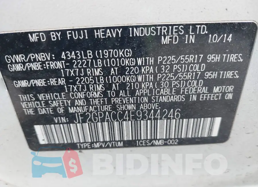 JF2GPACC4E9344246 Photo# 9