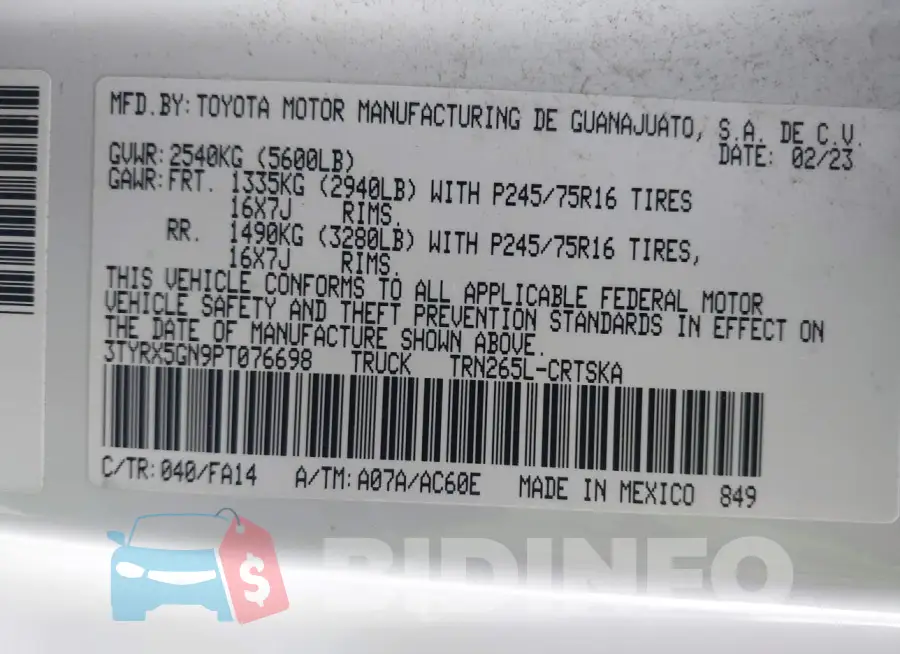 3TYRX5GN9PT076698 Photo# 9