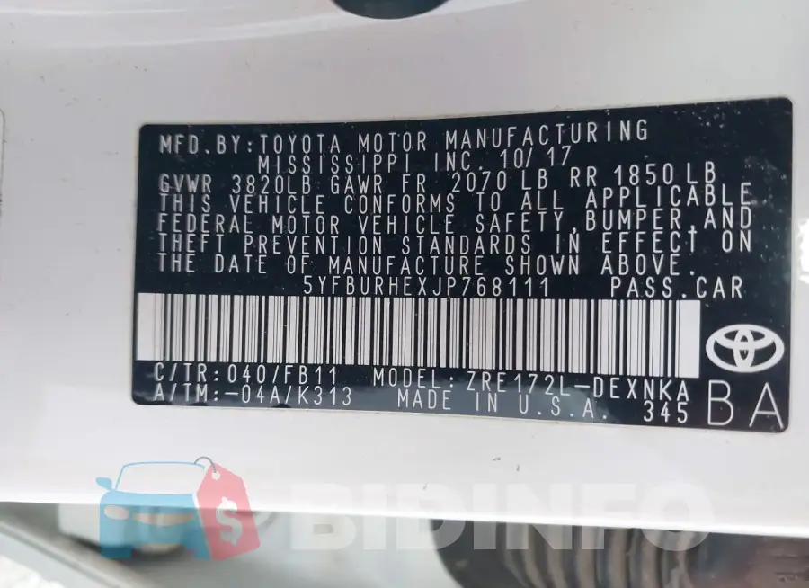 5YFBURHEXJP768111 Photo# 9