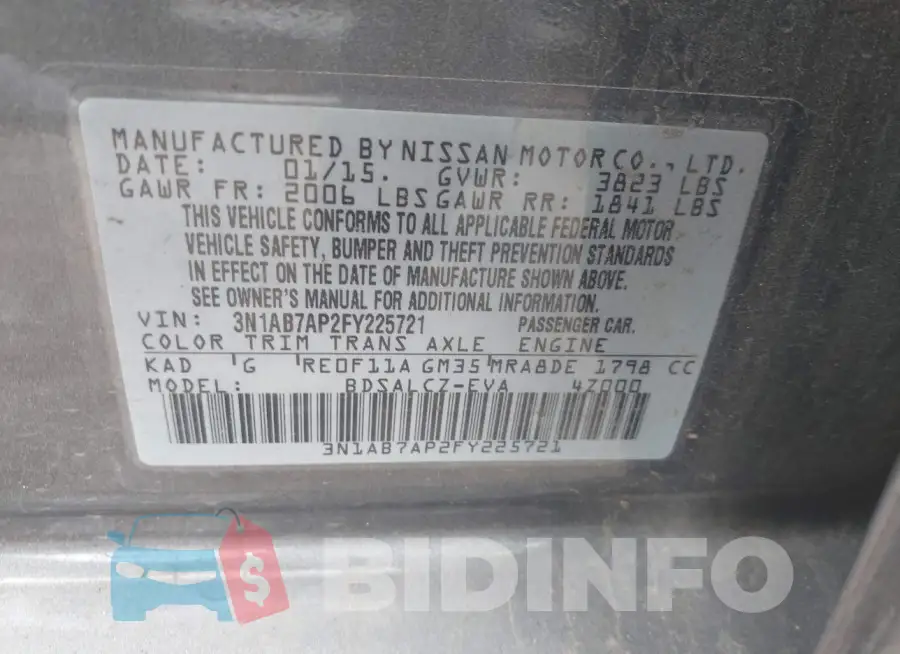 3N1AB7AP2FY225721 Photo# 9