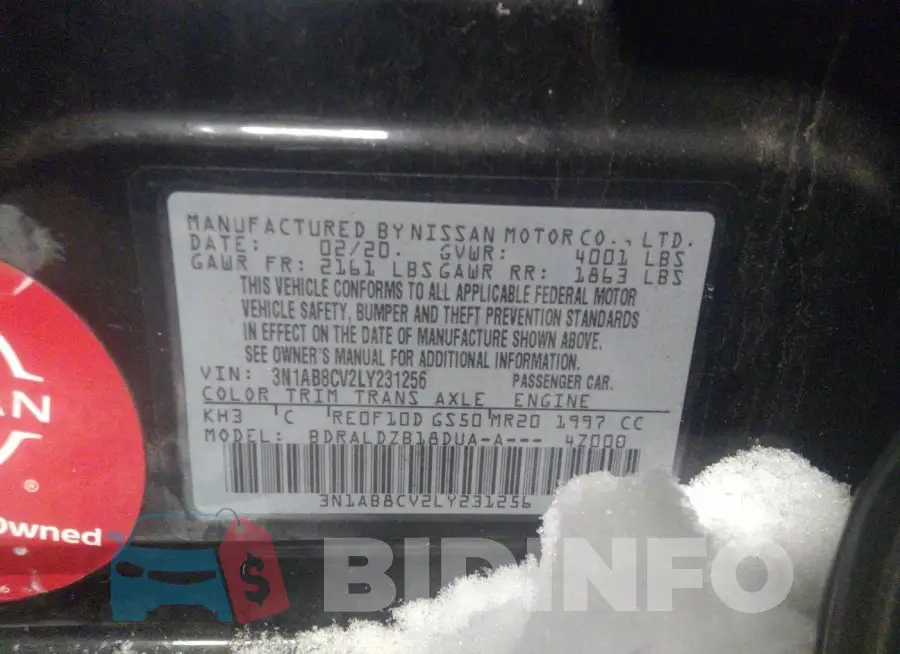 3N1AB8CV2LY231256 Photo# 9