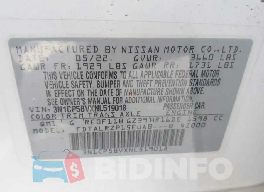 3N1CP5BVXNL519018 Photo# 9