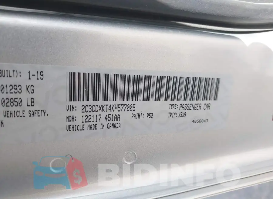 2C3CDXKT4KH577005 Photo# 9