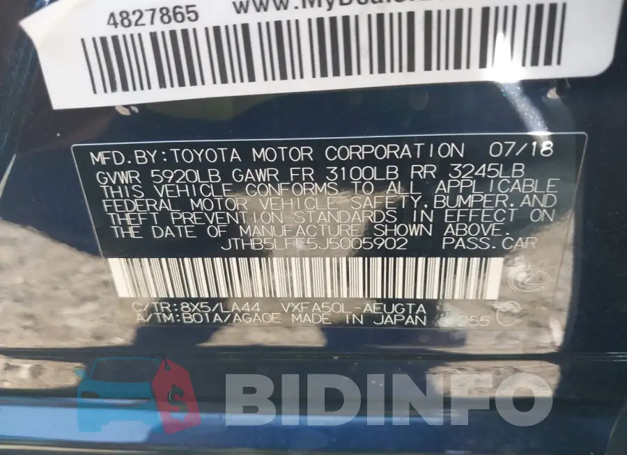 JTHB5LFF5J5005902 Photo# 9