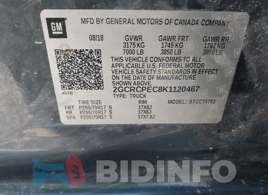 2GCRCPEC8K1120467 Photo# 9