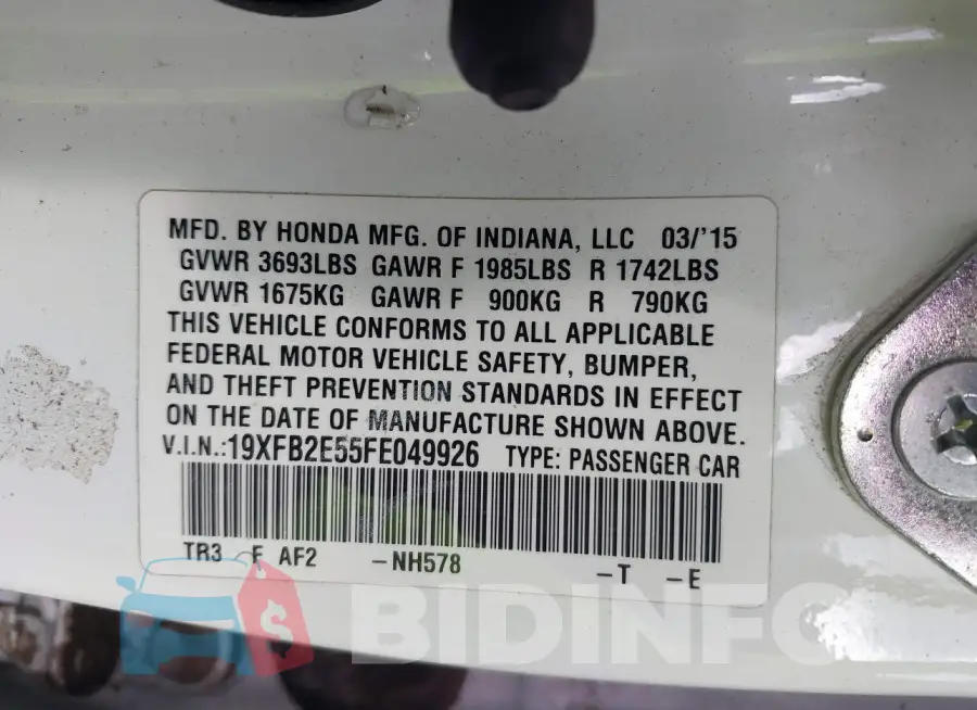 19XFB2E55FE049926 Photo# 9