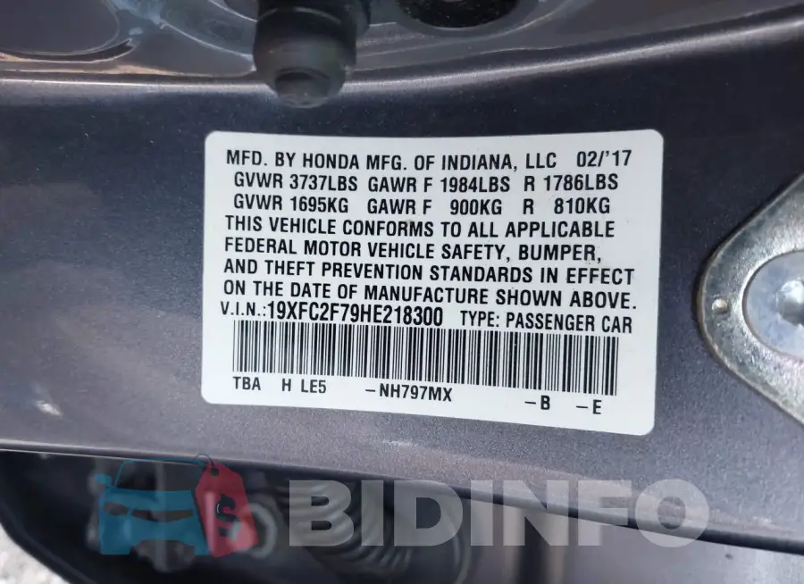 19XFC2F79HE218300 Photo# 9