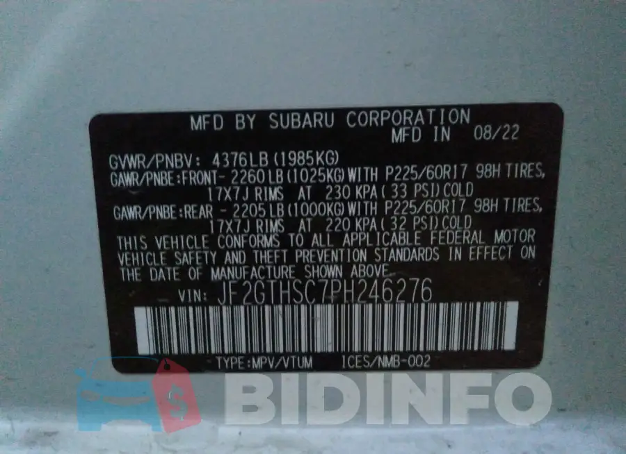 JF2GTHSC7PH246276 Photo# 9