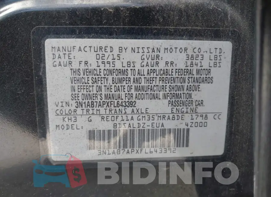 3N1AB7APXFL643392 Photo# 9