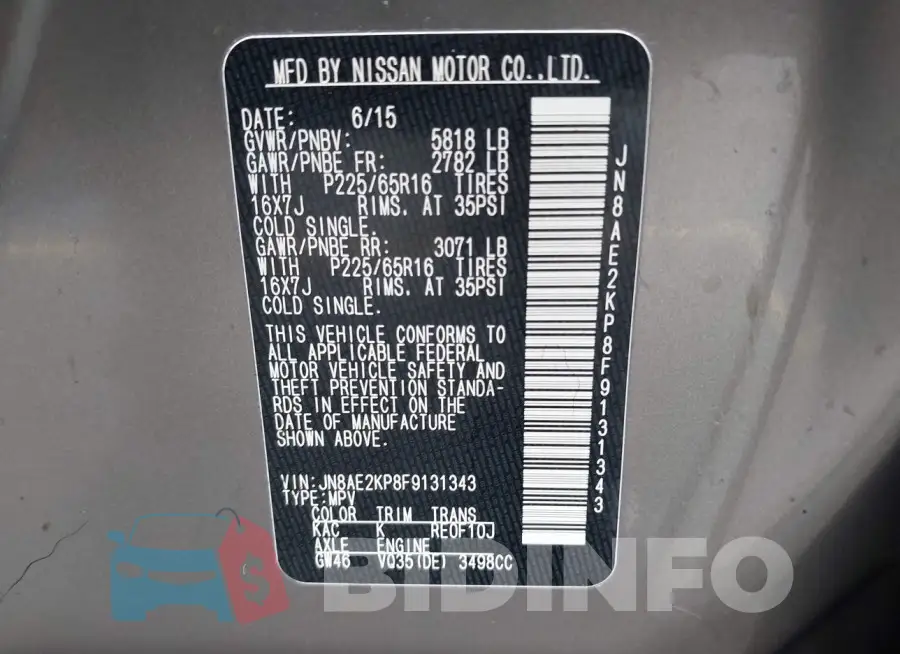 JN8AE2KP8F9131343 Photo# 9