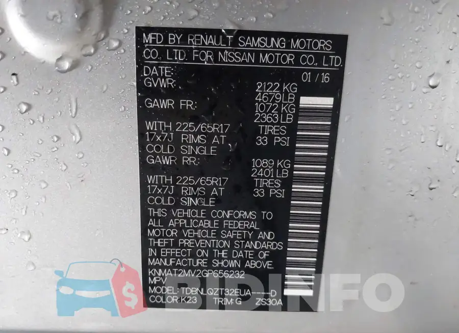 KNMAT2MV2GP656232 Photo# 9