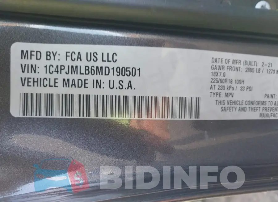 1C4PJMLB6MD190501 Photo# 9