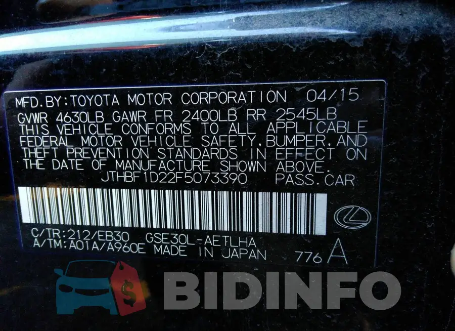 JTHBF1D22F5073390 Photo# 9