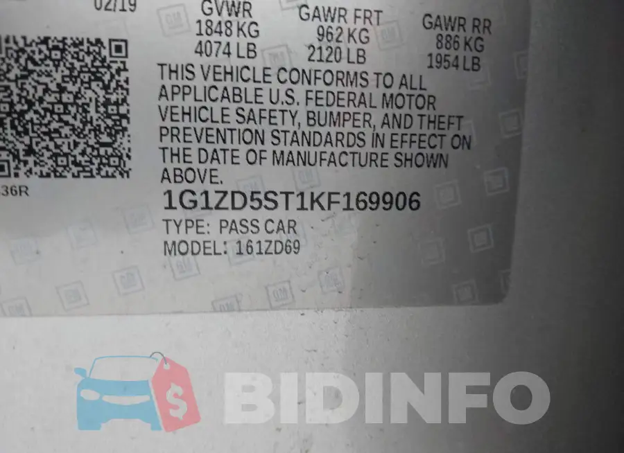 1G1ZD5ST1KF169906 Photo# 9