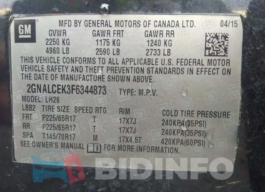 2GNALCEK3F6344873 Photo# 9