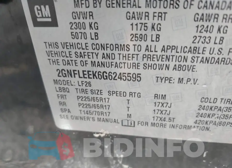 2GNFLEEK6G6245595 Photo# 9