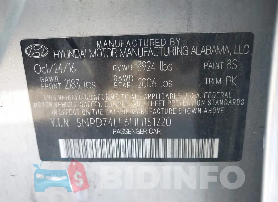 5NPD74LF6HH151220 Photo# 9