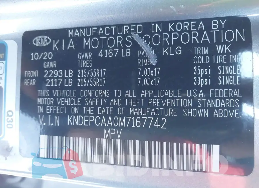 KNDEPCAA0M7167742 Photo# 9