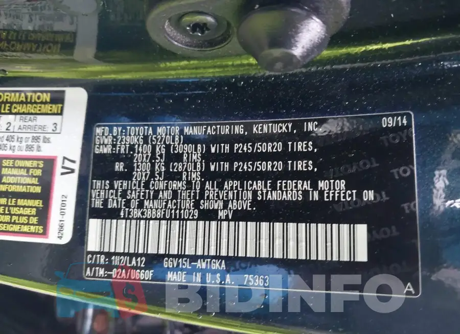 4T3BK3BB8FU111029 Photo# 9