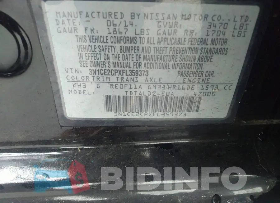 3N1CE2CPXFL359373 Photo# 9