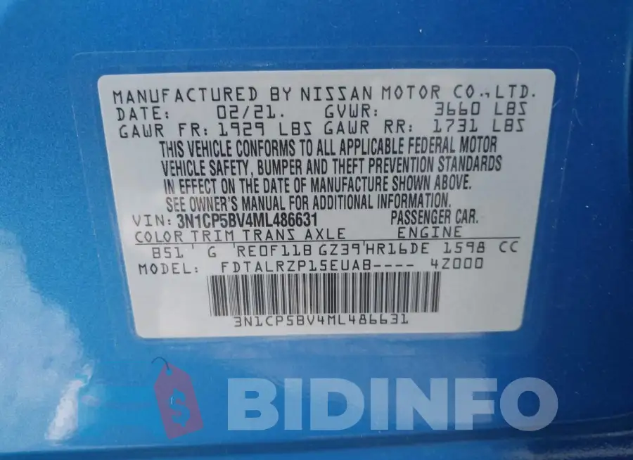 3N1CP5BV4ML486631 Photo# 9
