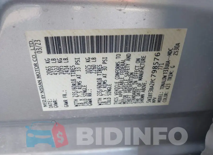5N1BT3BA2PC798576 Photo# 9