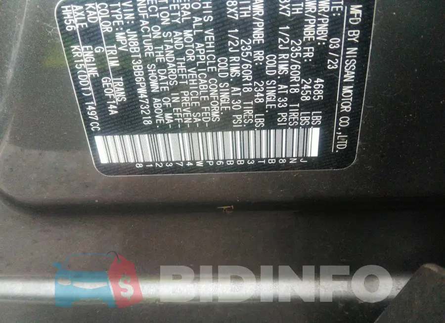 JN8BT3BB6PW473218 Photo# 9