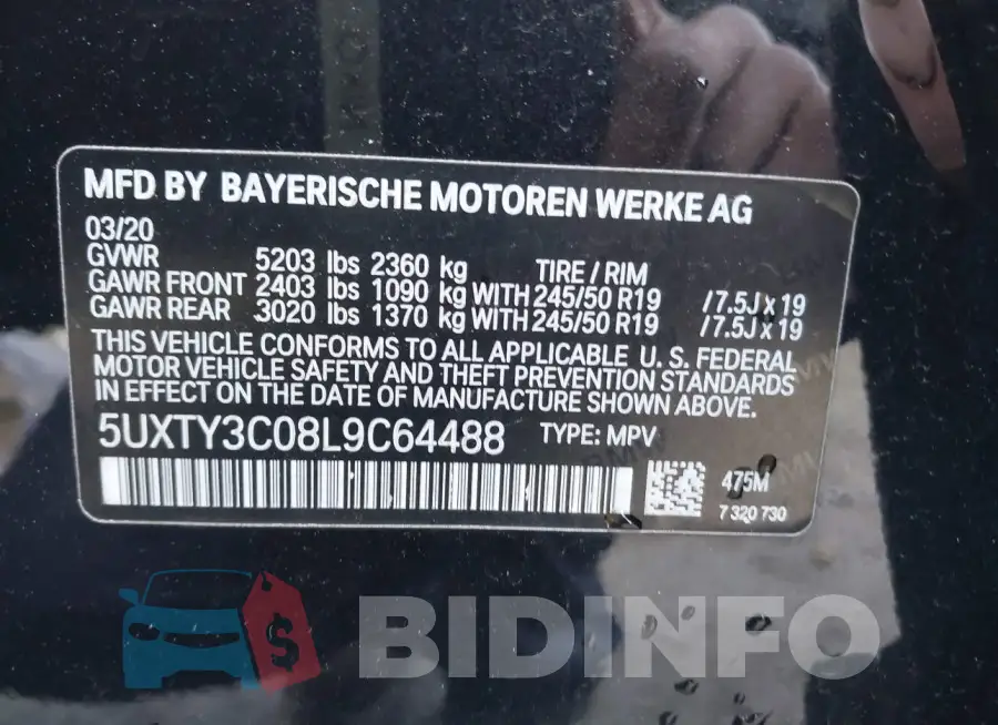 5UXTY3C08L9C64488 Photo# 9