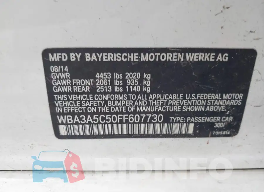 WBA3A5C50FF607730 Photo# 9