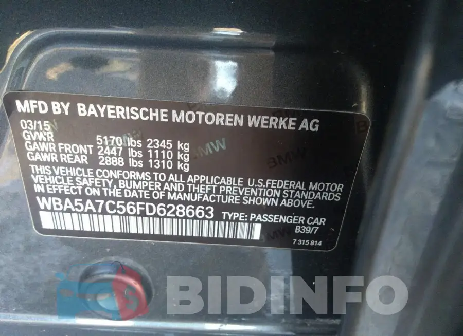 WBA5A7C56FD628663 Photo# 9