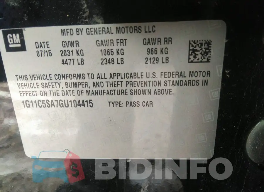 1G11C5SA7GU104415 Photo# 9