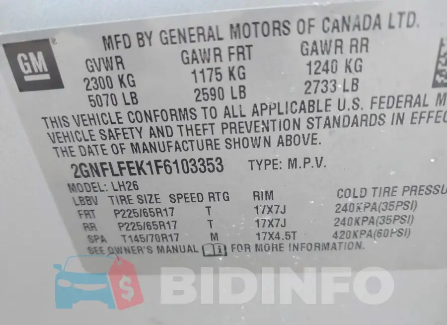 2GNFLFEK1F6103353 Photo# 9