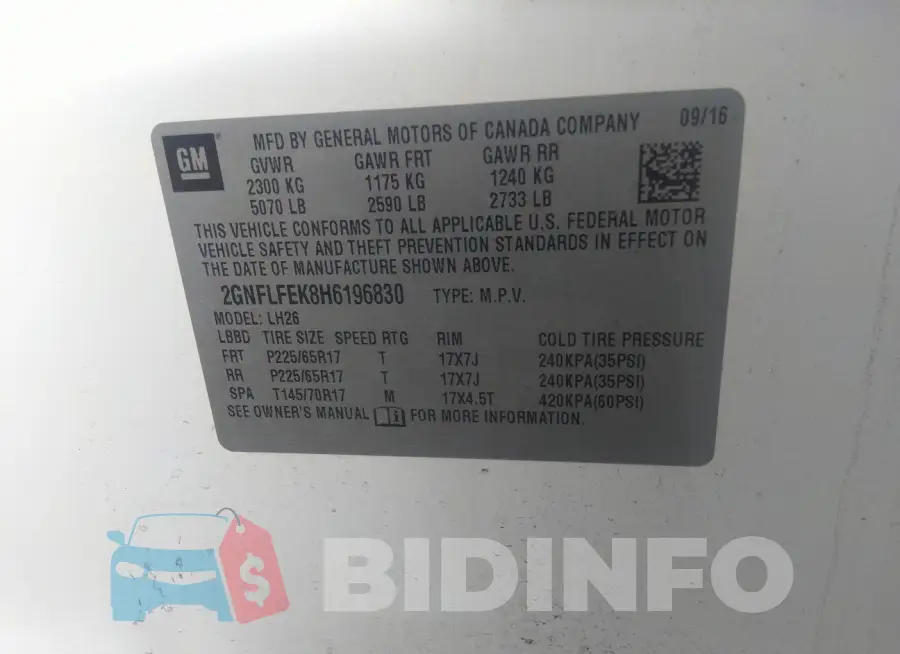 2GNFLFEK8H6196830 Photo# 9