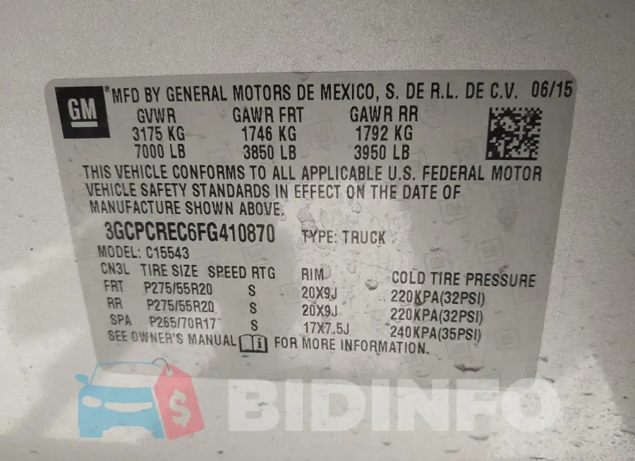 3GCPCREC6FG410870 Photo# 9