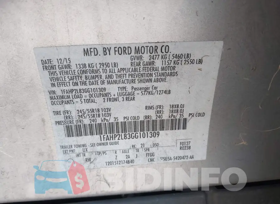 1FAHP2L83GG101309 Photo# 9