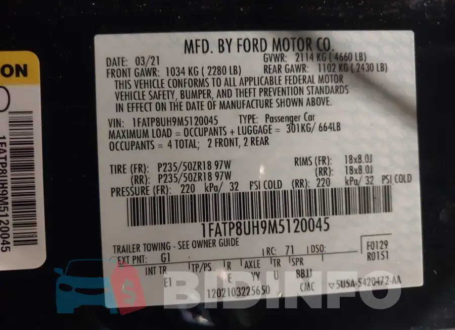1FATP8UH9M5120045 Photo# 9