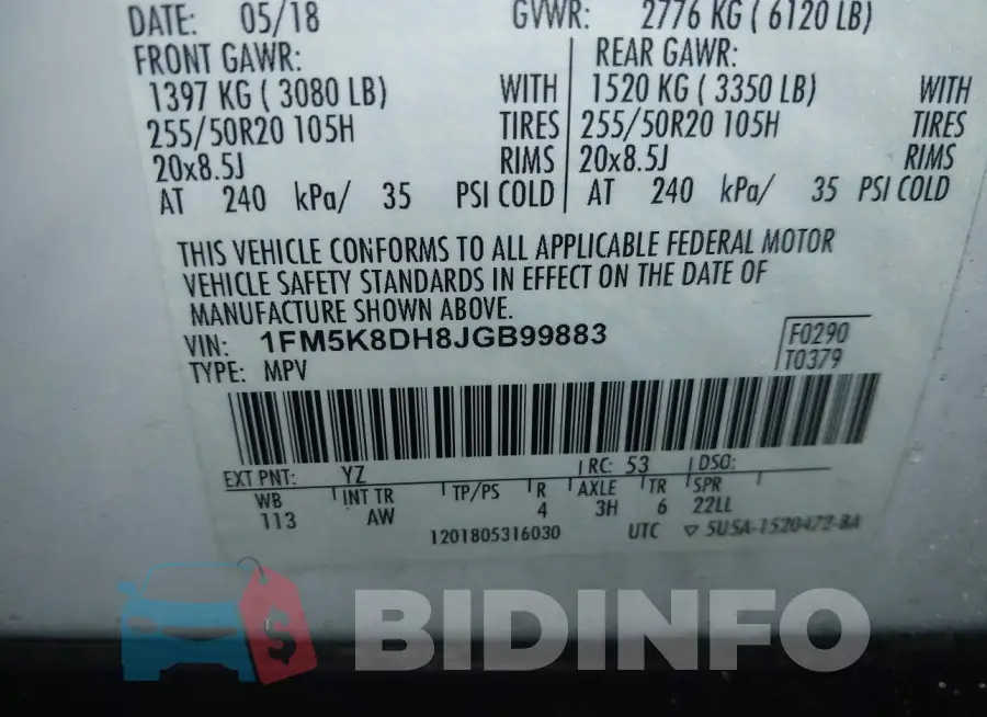 1FM5K8DH8JGB99883 Photo# 9