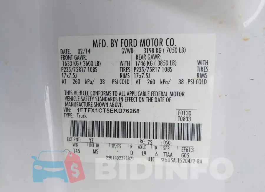 1FTFX1CT5EKD76268 Photo# 9
