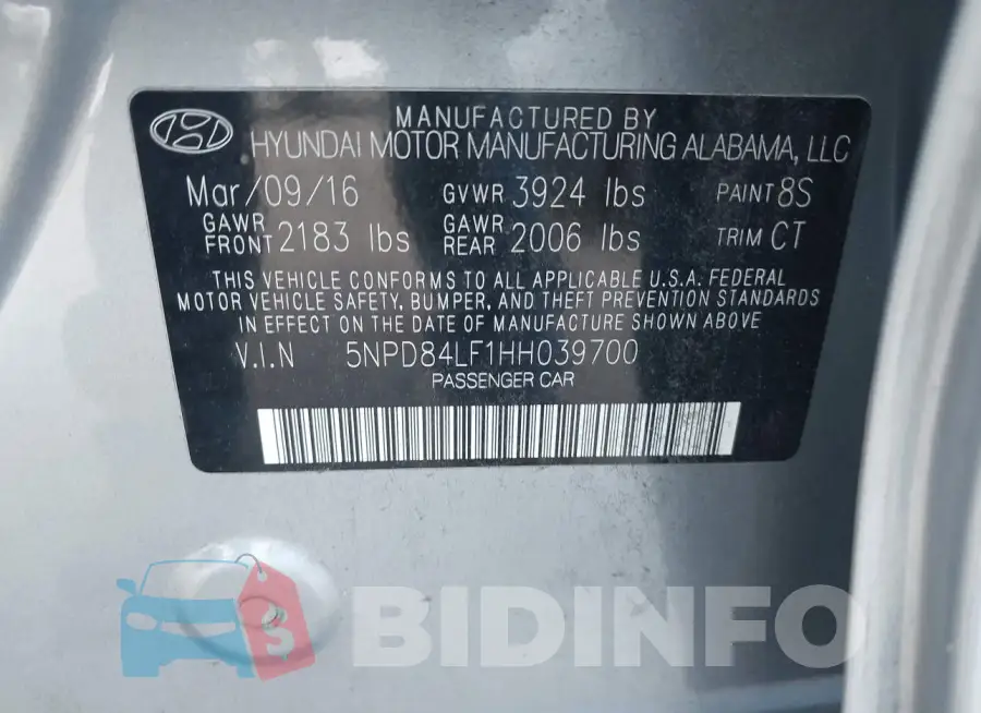 5NPD84LF1HH039700 Photo# 9