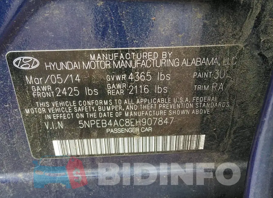 5NPEB4AC8EH907847 Photo# 9
