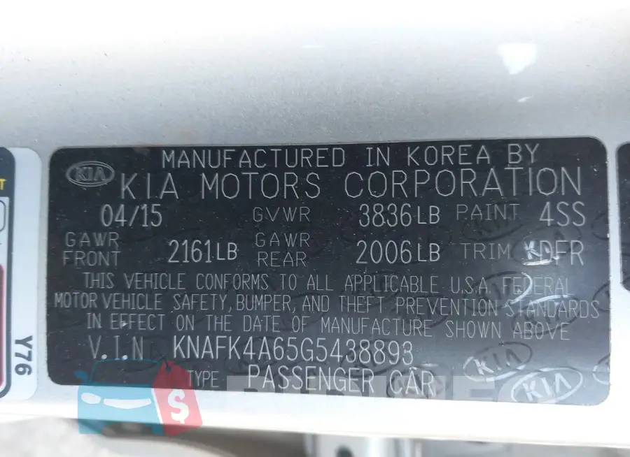 KNAFK4A65G5438893 Photo# 9