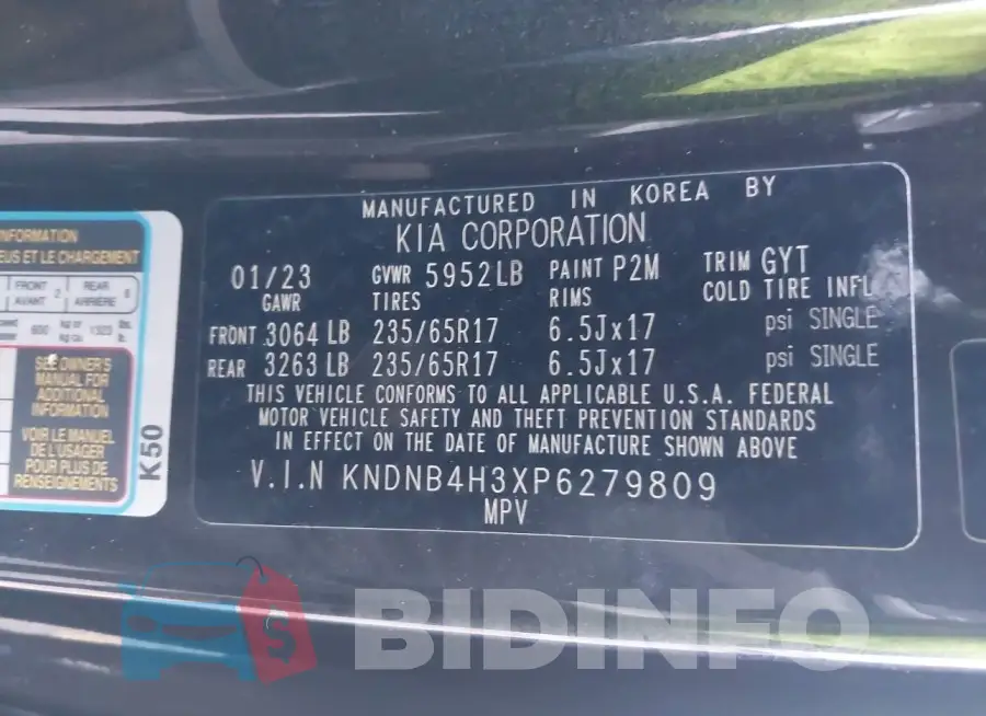 KNDNB4H3XP6279809 Photo# 9