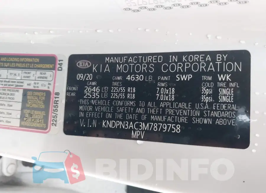 KNDPN3AC3M7879758 Photo# 9